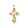 Gold-plated Orthodox cross with a relief of Jesus and an engraved prayer