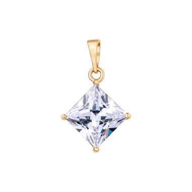 White square solitaire pendant, 15 mm