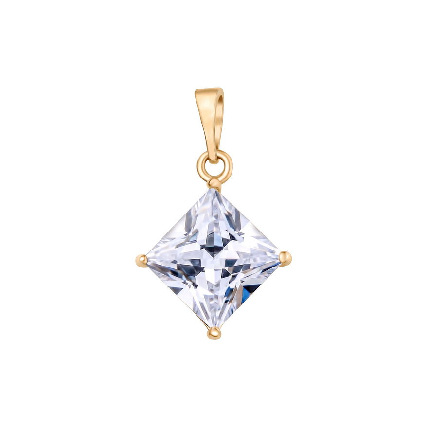 White square solitaire pendant, 15 mm