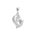 Silver | Platinum-plated heart pendant with a mother and child motif
