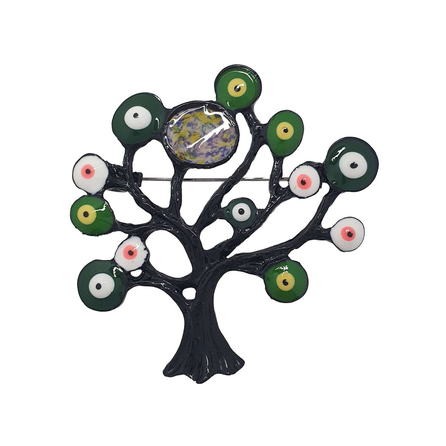 Tree of Life brooch with enamel dots