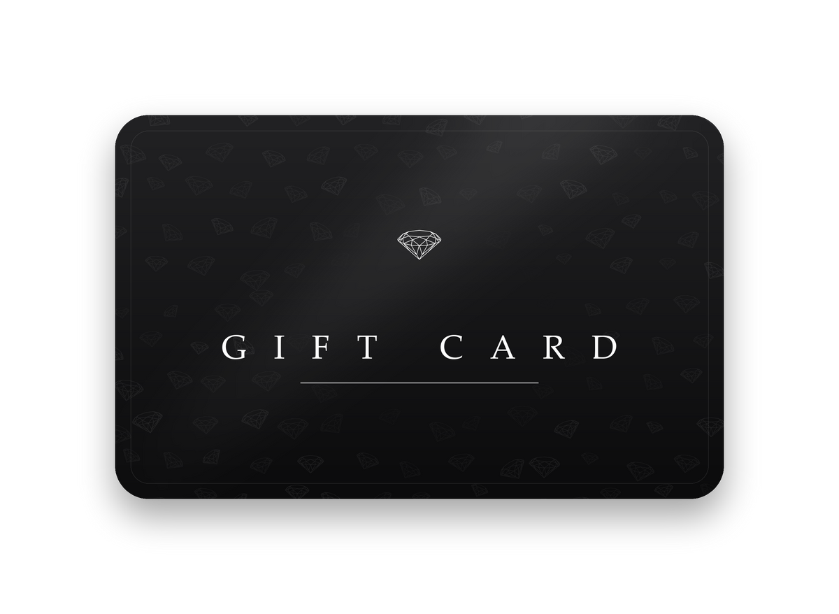 Black e-gift card with a diamond pattern and the words GIFT CARD