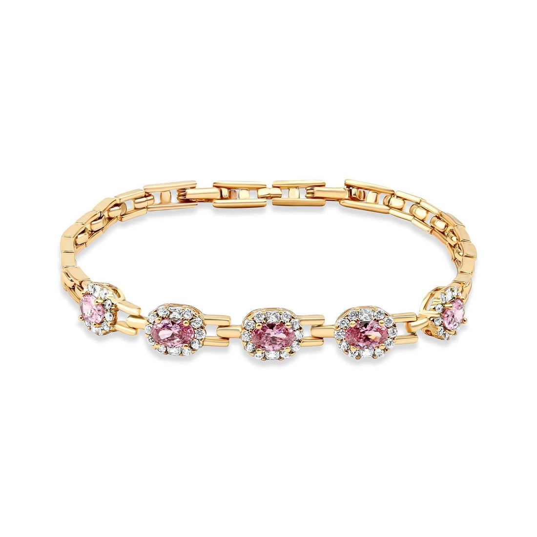 Pink oval cubic zirconia bracelet