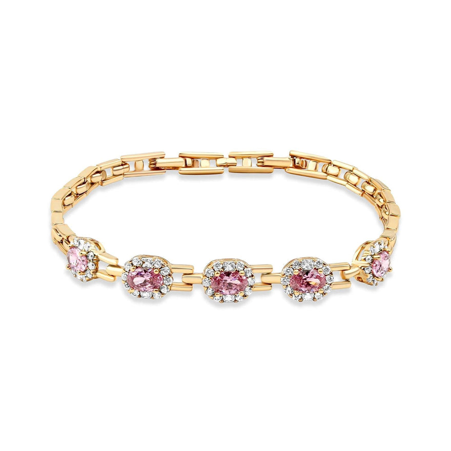 Pink oval cubic zirconia bracelet