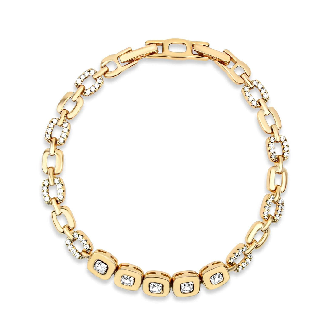 Cubic zirconia link bracelet, 6 mm wide