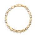 Gold-tone link bracelet with white cubic zirconia and five square stones