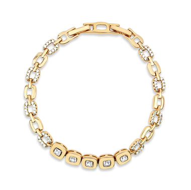 Cubic zirconia link bracelet, 6 mm wide