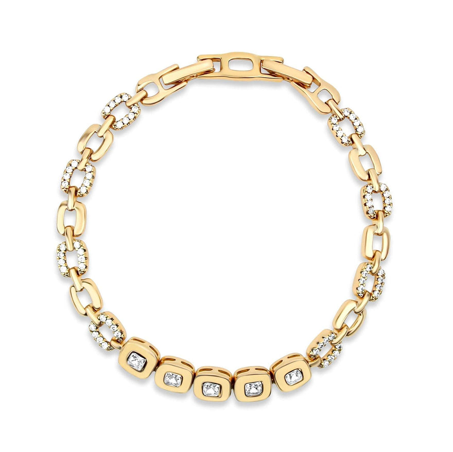 Cubic zirconia link bracelet, 6 mm wide