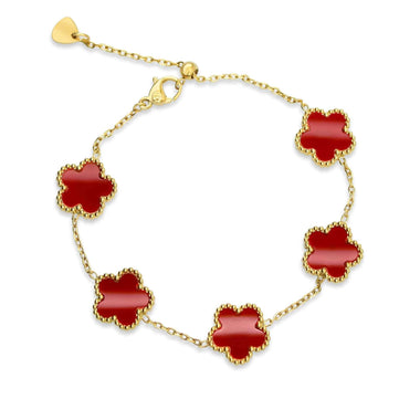 Red flower chain bracelet, 18–20.5 cm