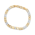 Two-tone curb bracelet with gold-tone and silver-tone links and a cubic zirconia row