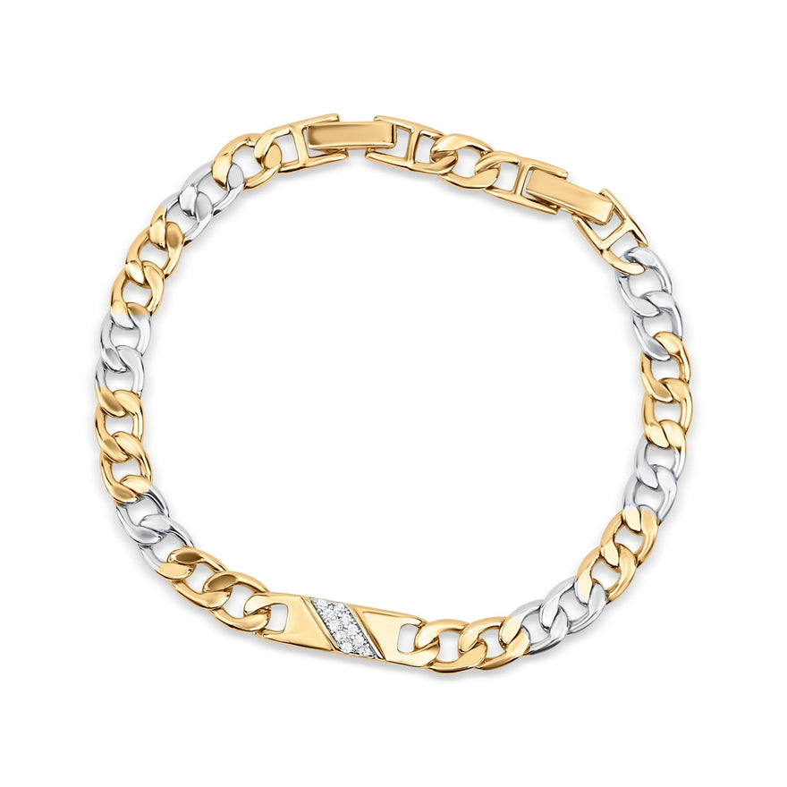 Two-tone curb chain bracelet, 6 mm