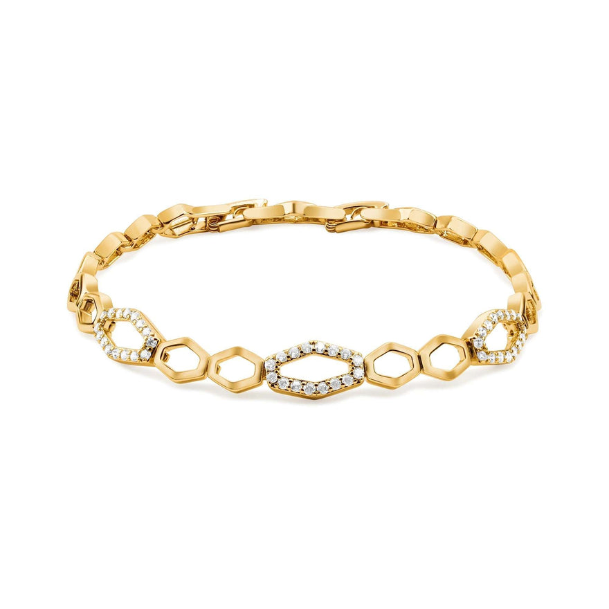 Hexagon link cubic zirconia bracelet