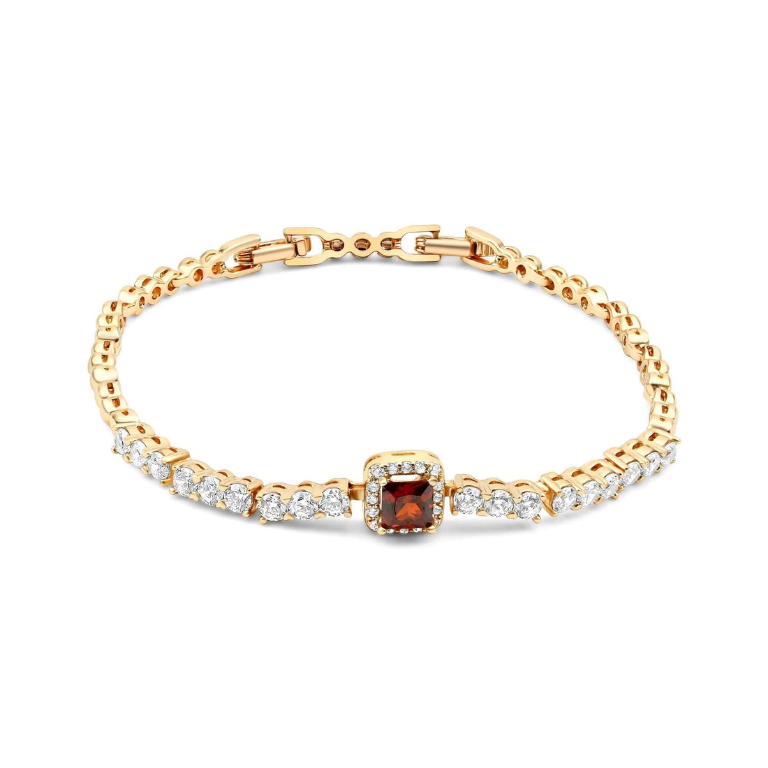Square red stone tennis bracelet