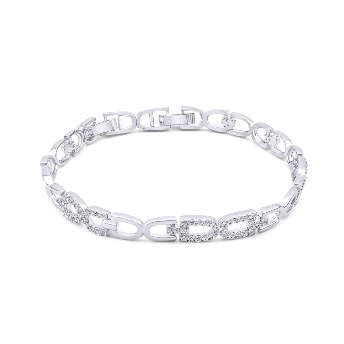 Stone-set rectangular link bracelet