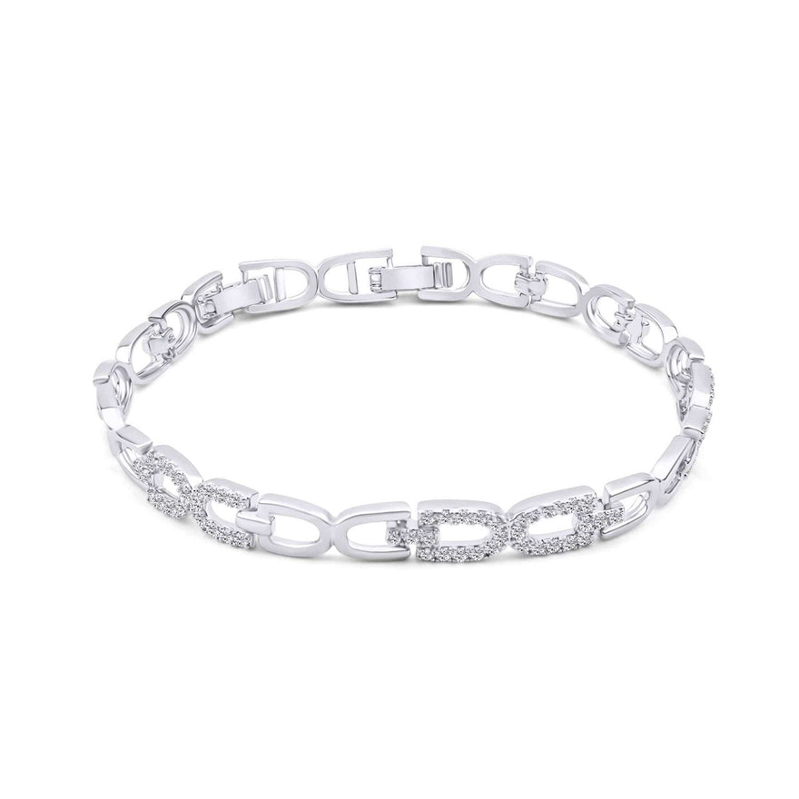 Stone-set rectangular link bracelet