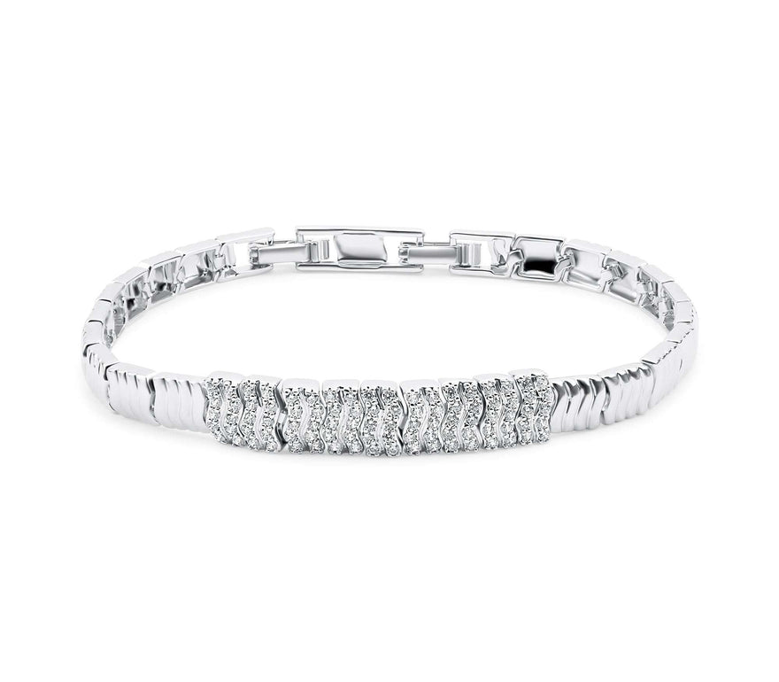 Wavy cubic zirconia tennis bracelet