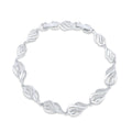 Silver-tone bracelet with wavy links, clear crystals and a secure clasp