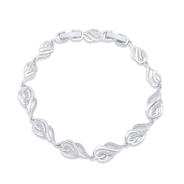 Wave-link cubic zirconia bracelet