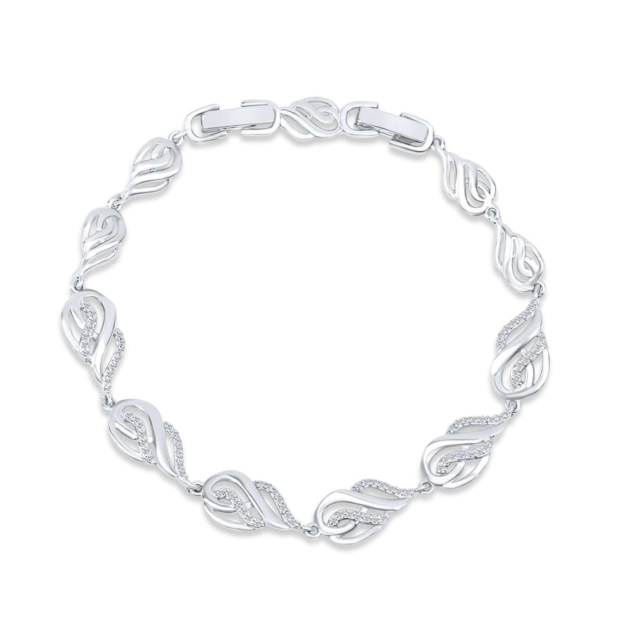 Wave-link cubic zirconia bracelet