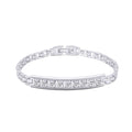 Silver-tone bracelet with nine white cubic zirconia in a central band and link chain