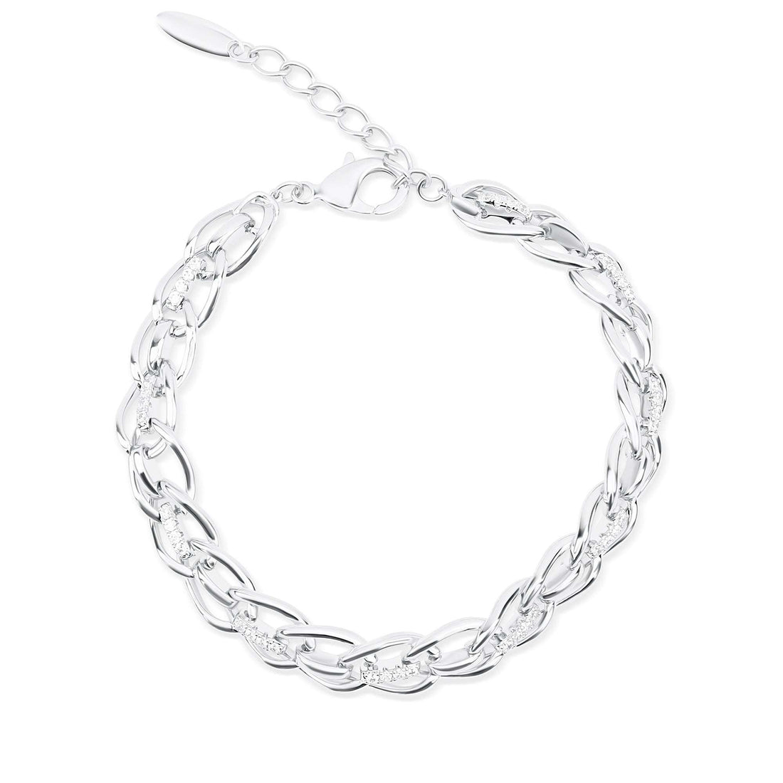 Twisted-link crystal bracelet, 8 mm