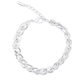 Chunky silver-tone chain bracelet with crystal rows, lobster clasp and extension chain