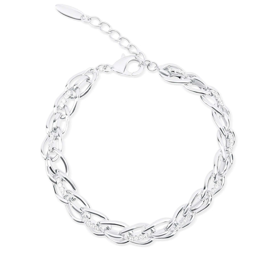 Twisted-link crystal bracelet, 8 mm