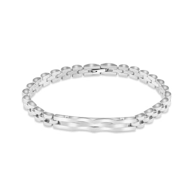 Polished steel link bracelet, 21 cm