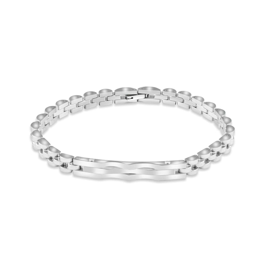 Polished steel link bracelet, 21 cm