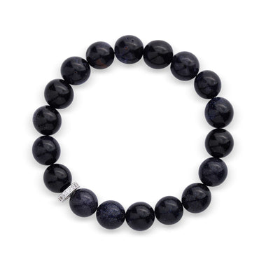Blue goldstone bead bracelet, 19 cm