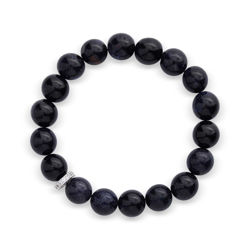 Blue goldstone bead bracelet, 19 cm