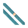 Three-row bracelet of bright blue stones in a gold-tone setting with a secure clasp