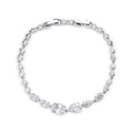 Platinum-plated bracelet with cubic zirconia of different shapes, largest stones in the centre