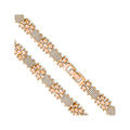 Rose gold tone bracelet with zirconia-covered rectangular links and clasp