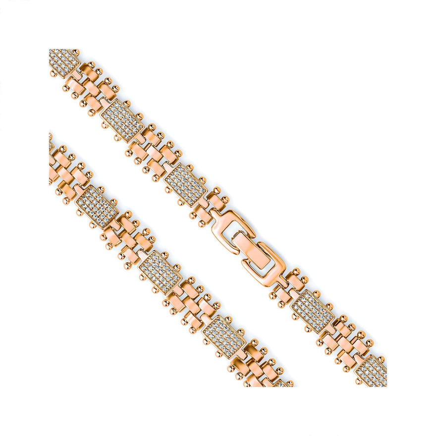 Watch-strap style pavé bracelet, 9 mm