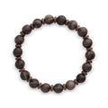 Stretch jasper bracelet with grey-brown striped beads and copper-tone spacers