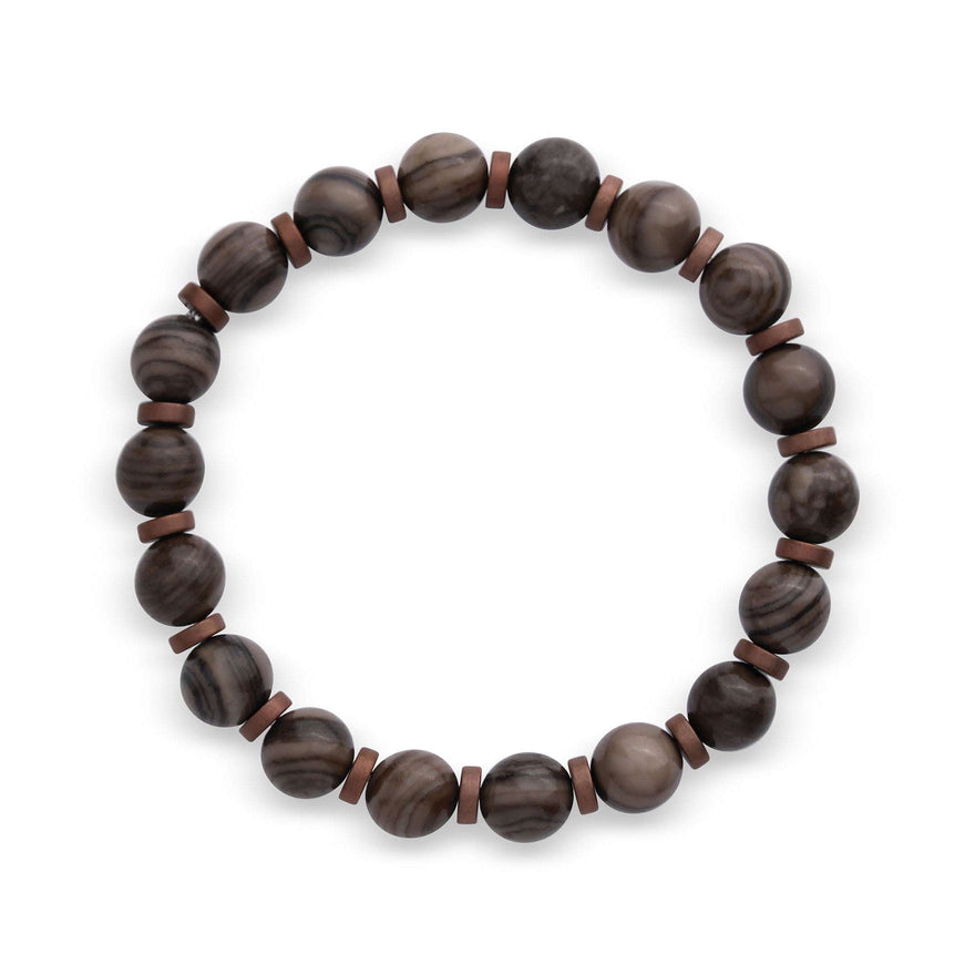 Natural jasper bead bracelet, 10 mm
