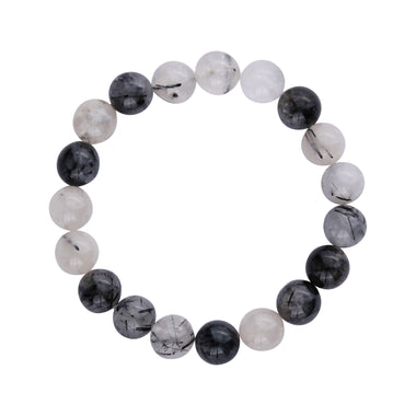 Tourmalinated quartz bead bracelet