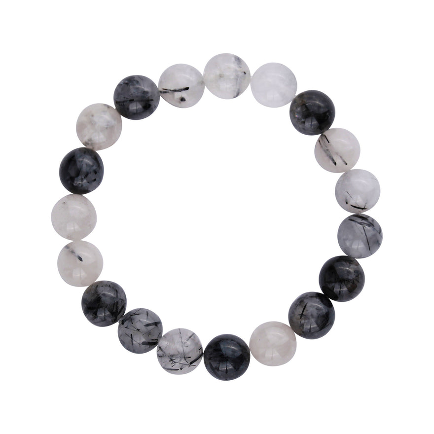 Tourmalinated quartz bead bracelet