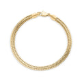 Gold-plated double wheat weave bracelet with a lobster clasp on white