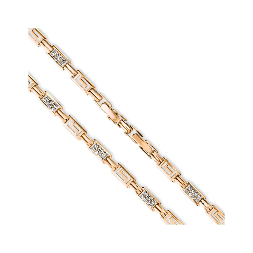 Greek key bracelet with cubic zirconia