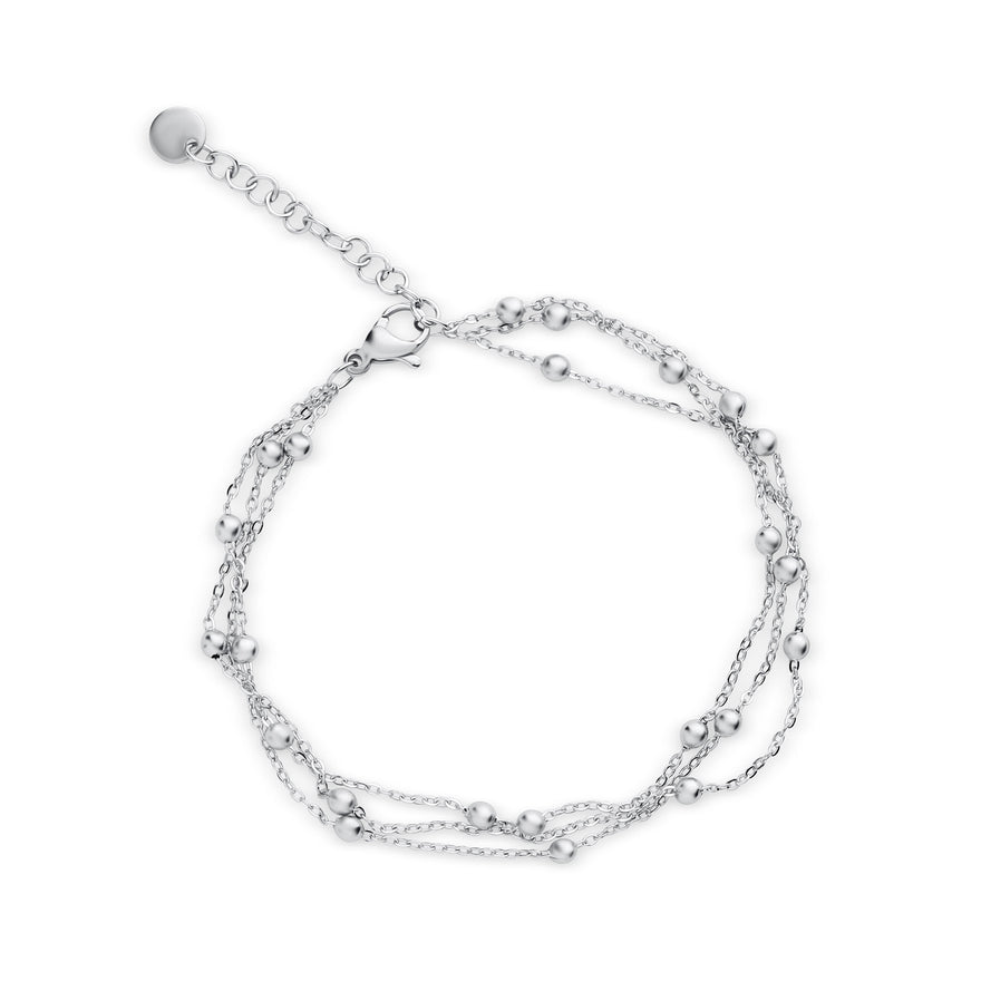 Three-layer chain bracelet with beads