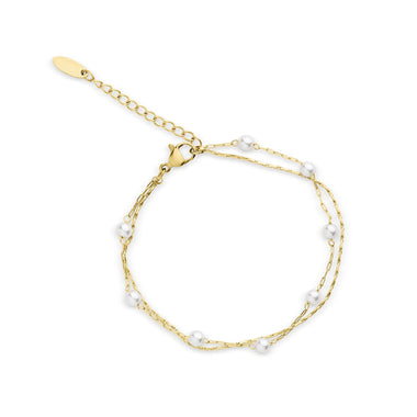 Two-strand bracelet with faux pearls