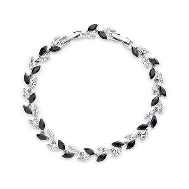 Black and clear leaf tennis bracelet