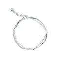 Silver-tone double bracelet with a flat chain and a fine sparkling chain