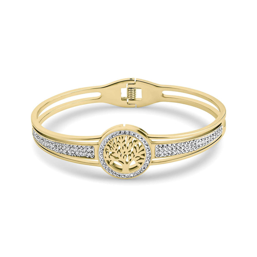 Tree of life bangle with cubic zirconia