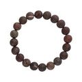 Red-brown agate bead bracelet with a matte finish and natural marbling