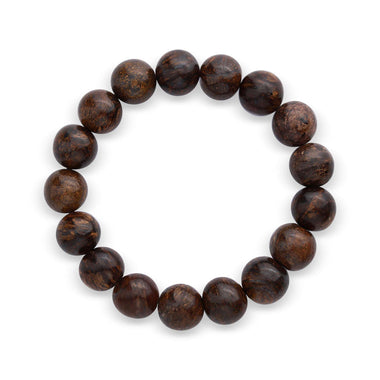 Natural bronzite bead bracelet, 17 cm