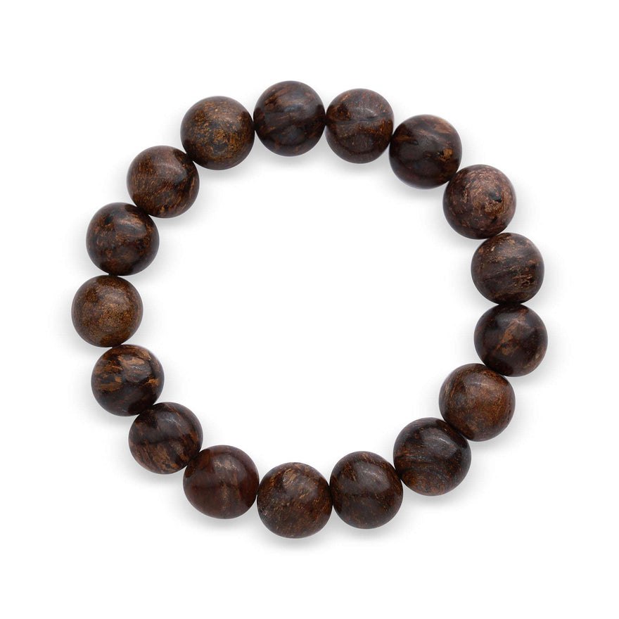 Natural bronzite bead bracelet, 17 cm