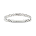 Silver-tone men's bracelet with watch-strap links and a smooth centre plate